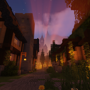 View down the mainstreet at sunset